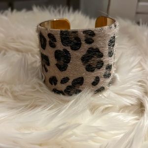 Adjustable leopard print cuff bracelet